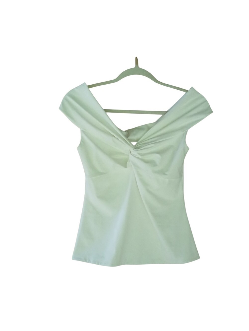 Emerson Lang White Twist Front Off The Shouder Tank Top Large